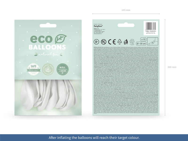 Balony Eco 30cm pastelowe, biały – zdjęcie 2