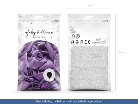 Balony Glossy 30cm, fiolet (1 op. / 50 szt.)