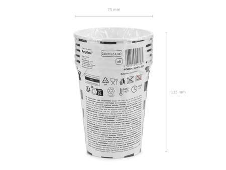 Kubeczki Szachownica, 220 ml, mix (1 op. / 6 szt.)