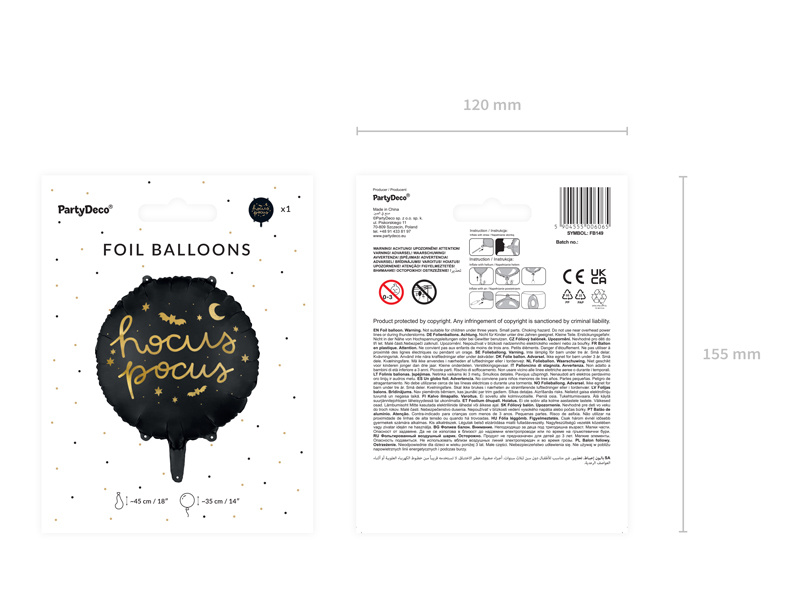 Balon foliowy Hocus Pocus czarny z nadrukiem