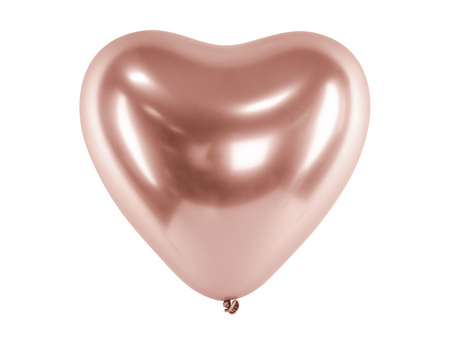 Balony Glossy 30cm, Serca, różowe złoto (1 op. / 50 szt.)