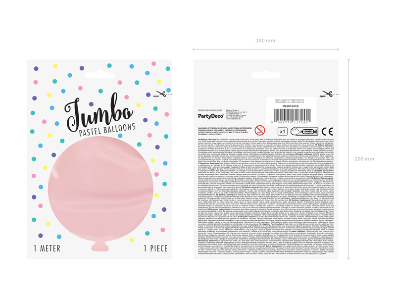 Pastelowy balon 1m Pale Pink z wentylem