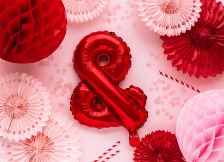 Balon foliowy znak ''&'', 35cm, czerwony
