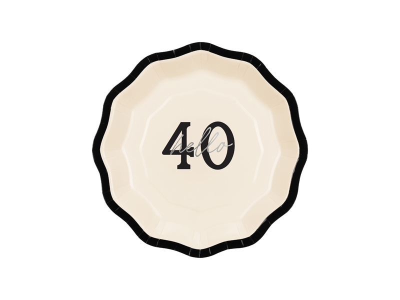 Talerzyki papierowe Hello 40 na 40 urodziny
