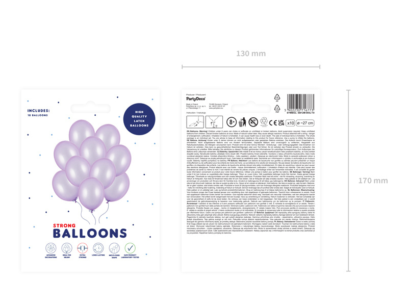 Balony Strong Metallic Wisteria 27cm - opakowanie i detale