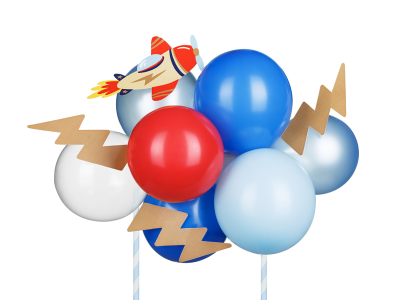 Balonowy topper na tort Samolot - opakowanie i zawartość