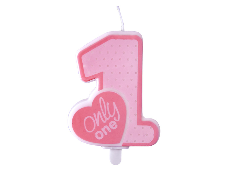 Świeczka urodzinowa Only One jasnoróżowa 8 cm