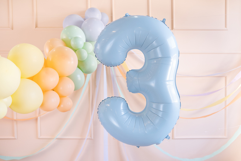 Balon foliowy Cyfra 3 jasny niebieski – wymiary