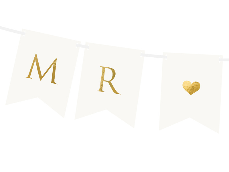 Baner Mr Mrs biały do samodzielnego złożenia