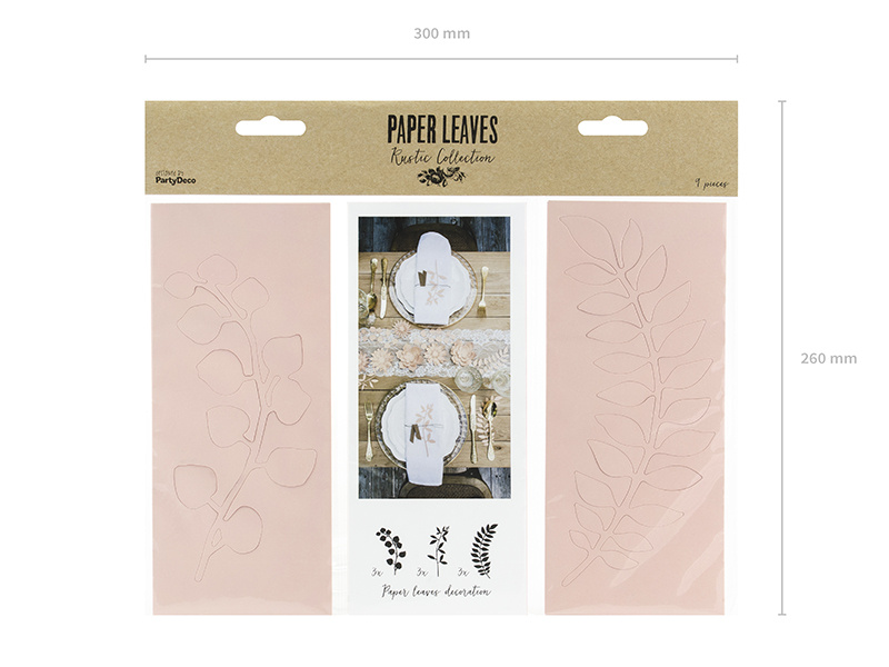 Dekoracja Gałązki z listkami pudrowy róż - zdjęcie 4