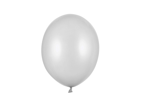 Balony Strong 27cm, Metallic Silver Snow (1 op. / 10 szt.)