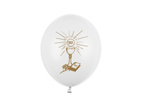 Balony 27cm, I Komunia Święta, P. White (1 op. / 6 szt.)