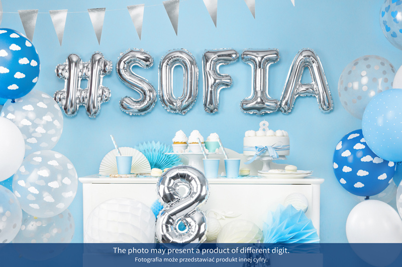Srebrny balon foliowy Cyfra 9 do dekoracji
