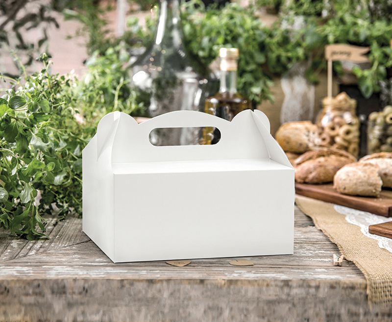Ozdobne pudełka na ciasto, biały, 19x14x9cm – zdjęcie 2