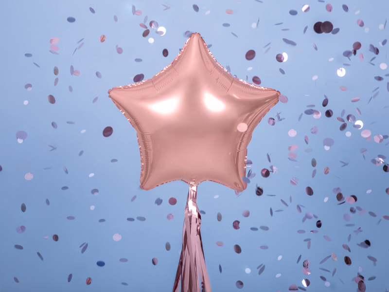 Balon foliowy Gwiazdka 48 cm różowe złoto - zbliżenie
