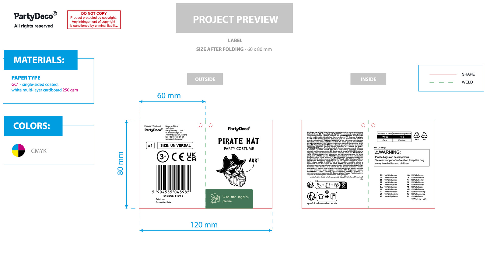 Czapka pirata dziecięca - zdjęcie 1