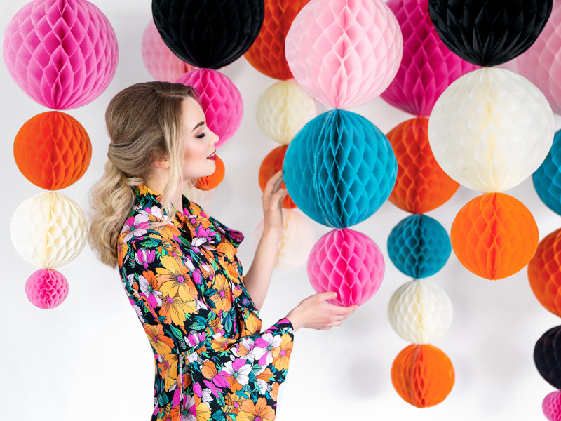 Kula bibułowa pomarańczowa 20cm - zdjęcie 3