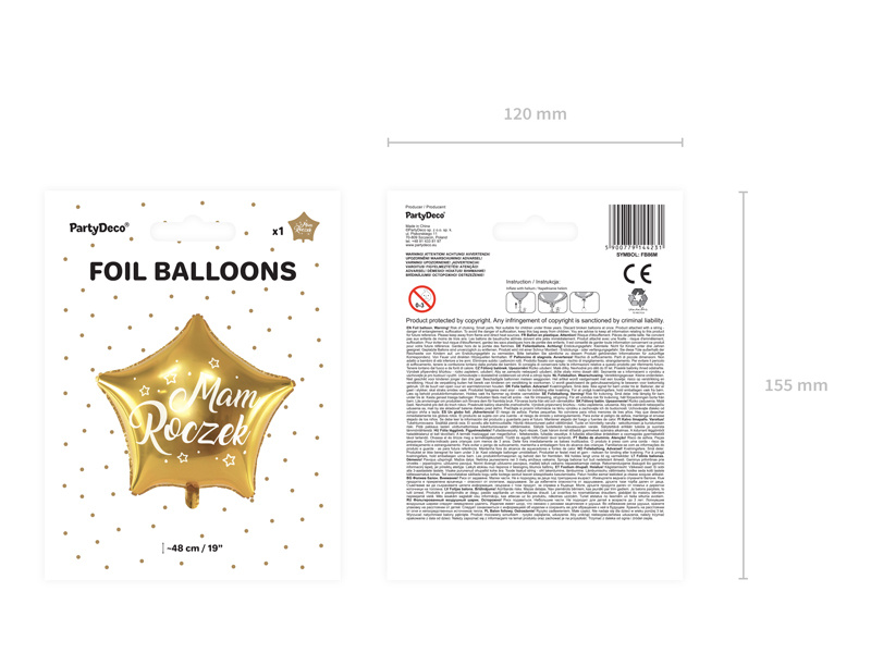 Balon foliowy Gwiazdka Mam Roczek złoty - inspiracja dekoracyjna