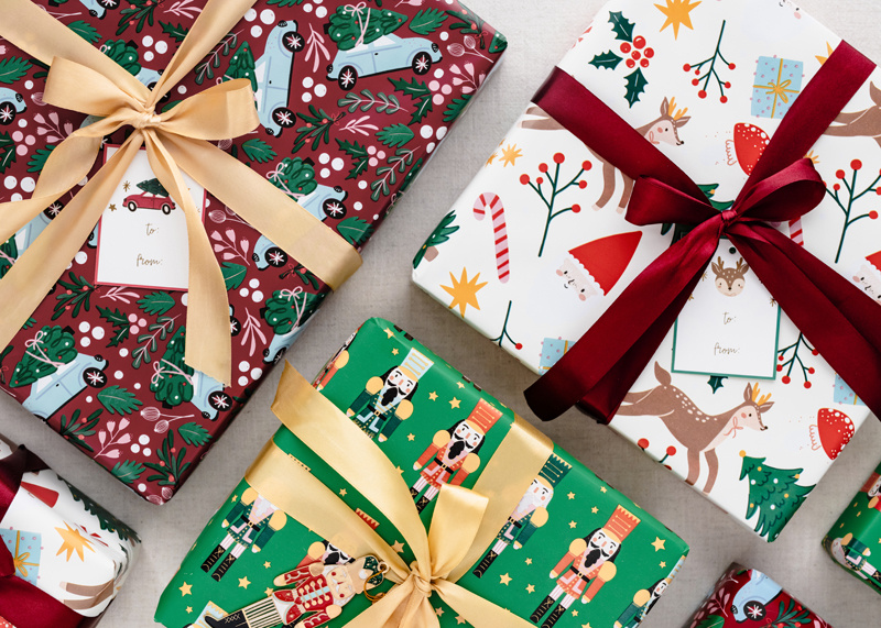 Papier do pakowania Merry Christmas - detal wzoru