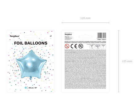 Balon foliowy Gwiazdka, 48cm, błękitny