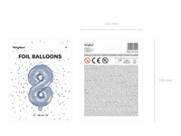 Balon foliowy Cyfra ''8'', 35cm, holograficzny