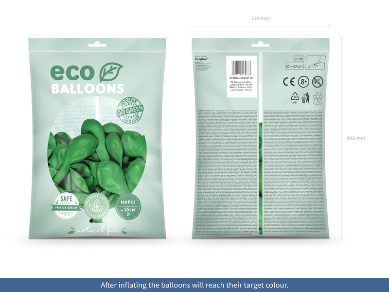 Balony Eco 30cm pastelowe zielona trawa – opakowanie