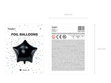 Balon foliowy Gwiazdka, 48cm, czarny