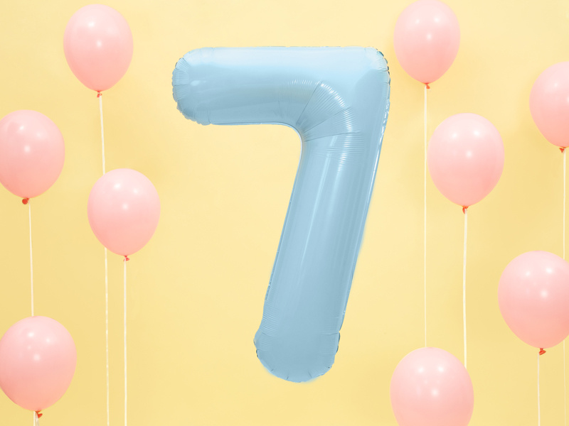 Balon foliowy cyfra 7 jasnoniebieski - detale