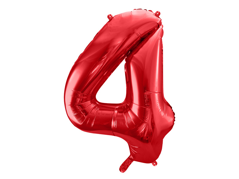 Balon foliowy cyfra 4 czerwony 86 cm - zdjęcie 1