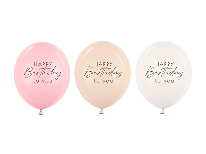 Balony 30 cm Happy Birthday mix różowy