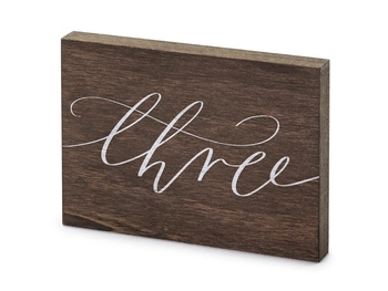 Drewniany numer na stół ''Three'', 2x18x12.5 cm