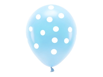 Balony Eco 33 cm pastelowe, Kropki, błękit (1 op. / 6 szt.)