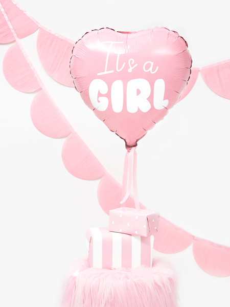 Balon foliowy Serce It's a girl 45cm jasny różowy - zdjęcie 3