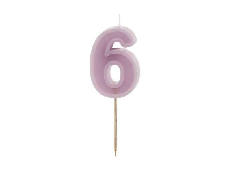 Świeczka urodzinowa Cyferka 6 fiolet 6 cm