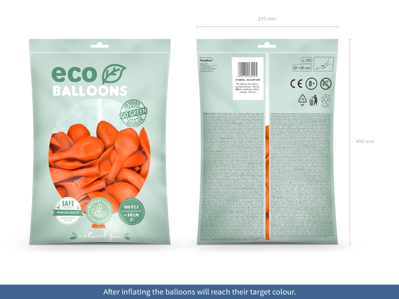 Balony Eco pastelowe pomarańczowe 30 cm - balony w różnym ujęciu