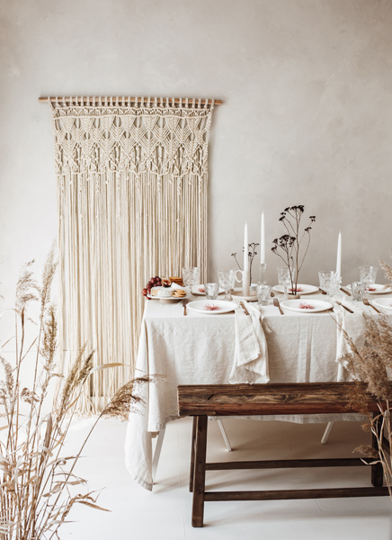 Makrama złamana biel 94.5x171cm - zdjęcie 5