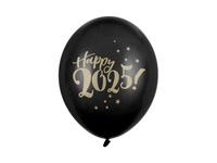 Balony 30cm, Happy 2025!, Pastel Black (1 op. / 50 szt.)
