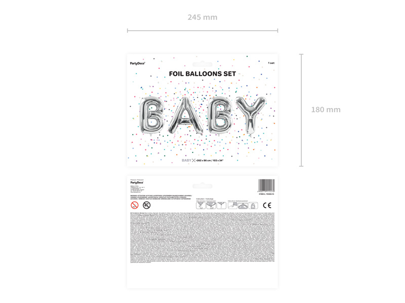 Balon foliowy Baby srebrny – szczegóły wykonania