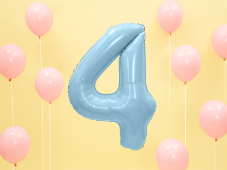 Balon foliowy Cyfra ''4'', 86cm, jasny niebieski
