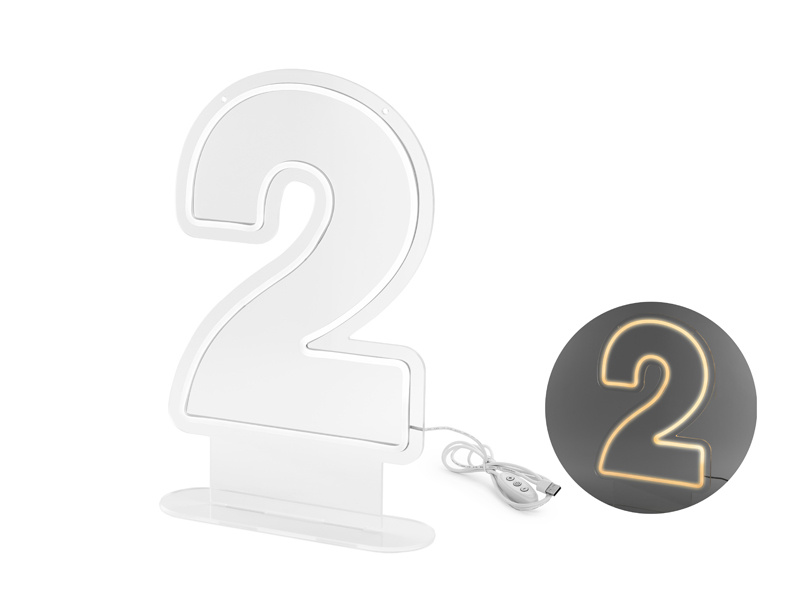 Neon LED Cyfra 2 biały 50cm
