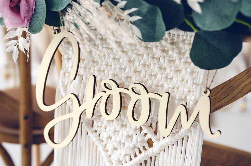 Zawieszki na krzesła Bride Groom na weselu