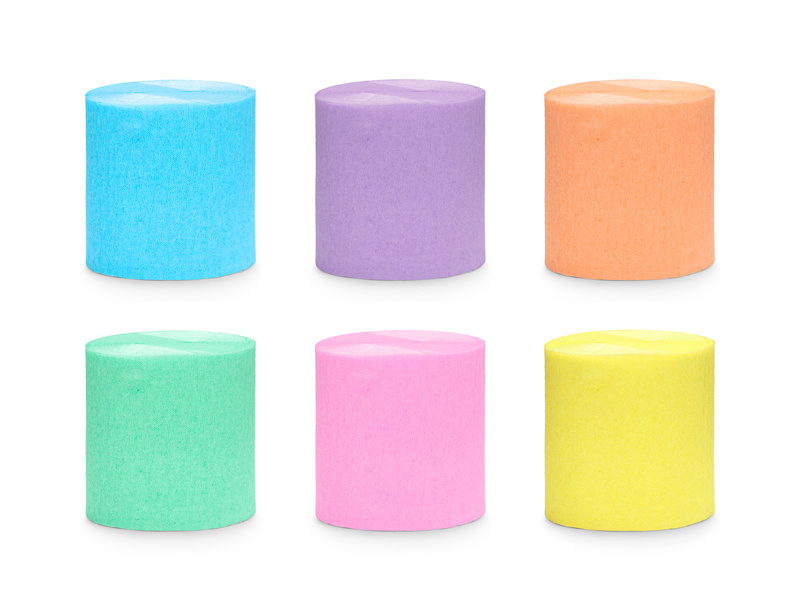 Zestaw pastelowej krepy dekoracyjnej 5 cm/10 m, 6 sztuk