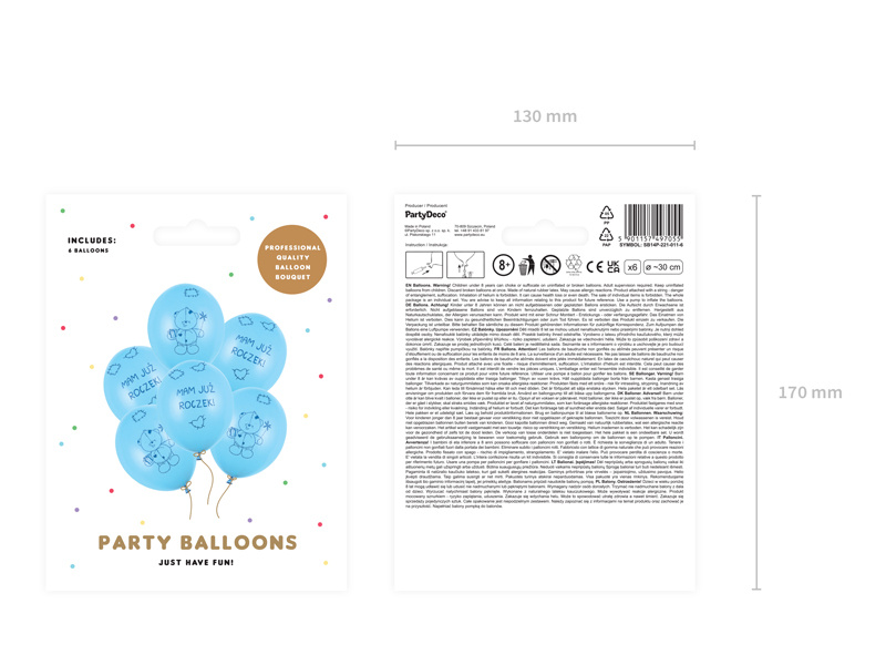 Balony Miś mam już roczek niebieskie z nadrukiem
