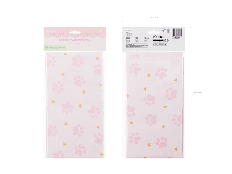 Obrus papierowy Łapki, mix, 180x120 cm - zdjęcie 2