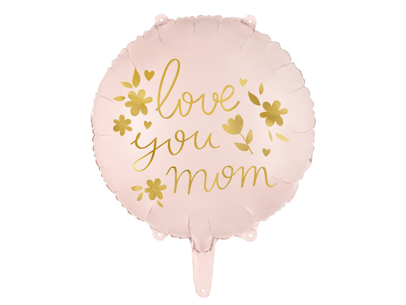 Balon foliowy Love you mom 45 cm różowy - zdjęcie 1