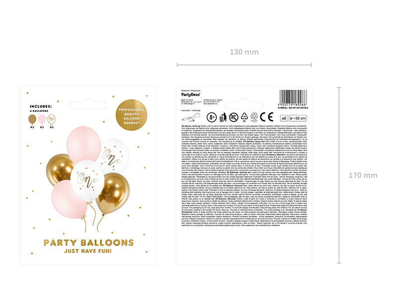 Balony One Pastel Pale Pink – detale nadruku i koloru