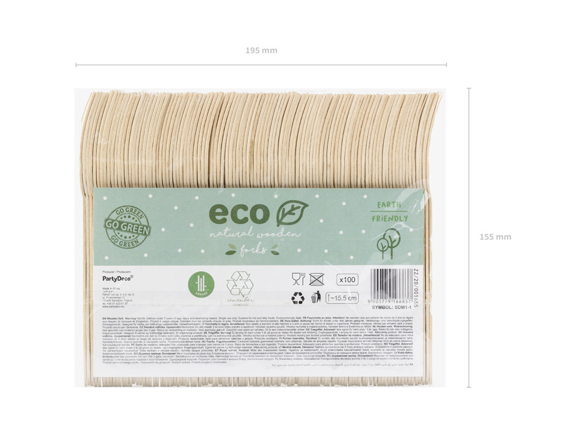 Drewniane widelce 15.5 cm – detale produktu