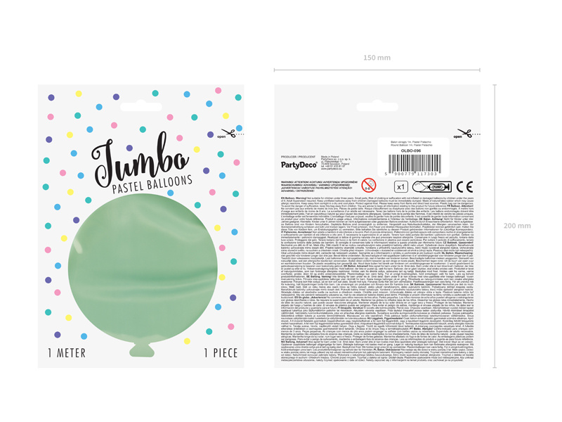 Balon okrągły 1m Pastel Pistachio – detal