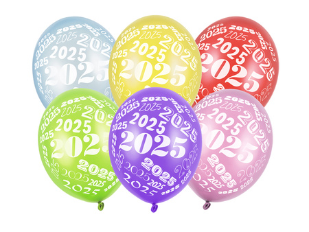 Balony 30cm, 2025, Metallic mix (1 op. / 6 szt.)