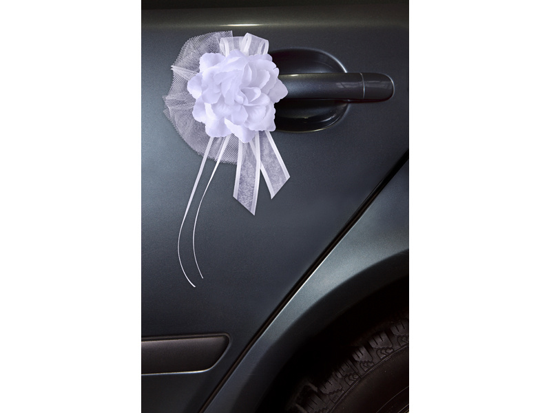 Bukieciki z różyczką biały 14cm - opakowanie 4 sztuki